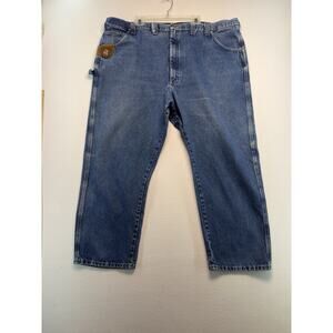Wrangler Riggs Workwear Jeans Mens 50X30 Blue Denim Relaxed Carpenter Streetwear